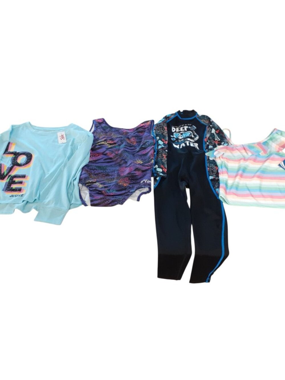 Bundle of 4 Kids Swimwear Nautica, Justice, Lil Fox, Dive & Sail Sz M 10-14